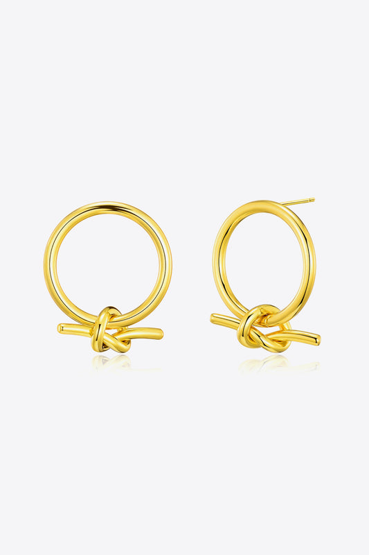 Pendientes de aro atado chapados en oro de 18 K Gold One Size